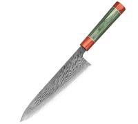 Cuchillo de chef de acero de Damasco ultra afilado de 8 pulgadas con núcleo de acero japonés VG10 de 67 capas for filetear, rebanar y cortar verduras.