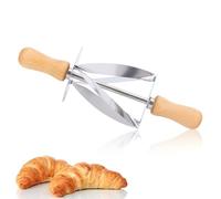 Cuchillo de croissant, cuchillo de piel de croissant, cuchillo de piel de masa de acero inoxidable, rollo de pastelería, rollo de croissant, cuchillo de masa de pan con mango de madera