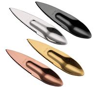 Cuchillo de cuchara Kiwi Ansaw 2 en 1, cuchara peladora de frutas, reutilizable, acero inoxidable, multiuso para uso doméstico, cocina y viaje, juego de 4