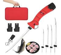 Cuchillo De Filete Eléctrico para Pescado, Cuchillo De Fileteado De Pescado Inalámbrico con 4 Cuchillos De Filete Recíprocos Antiadherentes De Nitruro De Titanio SS