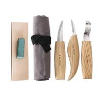 Cuchillo de Gancho de Talla de Madera para tallar cucharas Tazones Kuksa y Tazas, Herramientas de Tallado de Cuchara para diestrus Viene con un Compuesto de Pulido de Cuero y una Bolsa de Tela