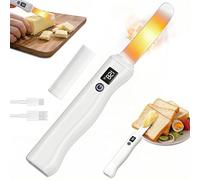Cuchillo de mantequilla eléctrico calentado, esparcidor de mantequilla de mano con pantalla LED digital inteligente y 2 configuraciones de calor (131 °F y 158 °F), calentador de mantequilla eléctrico