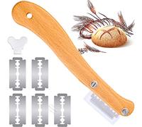Cuchillo de panadero, pan cojo con mango de madera, herramienta para cortar pan, cortador de pasteles con funda de plástico, 5 cuchillas