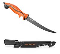 Cuchillo de Pesca con Afilador, alemán de acero inoxidable cuchillos cocina 20 cm, cuchillos jamoneros con funda protectora ABS, Herramienta de Pesca, Caza, Camping y Senderismo