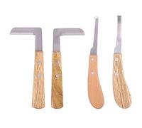 Cuchillo de Pezuña, Kit de Herramientas de Corte de Pezuñas de Acero 4 Piezas, Cuchillo de Corte de Hoja Recta para Mano Izquierda Y Derecha para Ganado, Caballo, Cabra, Herramientas para Herradores
