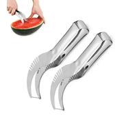 Cuchillo de sandía con molino de viento de acero inoxidable, accesorios de cocina, Cortar sandía dioses 304 de acero inoxidable cortador de sandía herramienta de división de sandía (Plata)