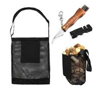 Cuchillo de seta con cepillo y juego de bolsa, cuchillo de setas plegable con bolsa de recolección de setas, herramientas de afilado, cuchillo de acero inoxidable para exteriores y camping,