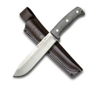 Cuchillo de Supervivencia Joker Nomad 6.5" CV137, mango Micarta Canvas, hoja de 16,5 cms, funda piel negra, Herramienta de pesca, caza, camping y senderismo