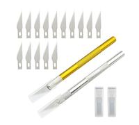 Cuchillo de tallado de 2 piezas, cuchillas de repuesto de 15 piezas, cuchillo de corte de metal, cortador de papel fino, cuchillo hecho a mano de bricolaje con mango antideslizante, adecuado para