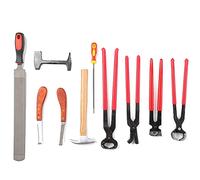 Cuchillo decorativo de herradura acero hierro mango ergonómico alicates lima martillo de uñas herramienta para pezuña caballo 9 piezas