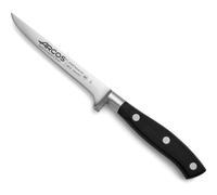 Arcos Cuchillo deshuesador con Hoja de Acero Inoxidable Nitrum 130 mm. Cuchillo profesional para cortar huesos y carne. Mango ergonómico polipropileno. Serie Rivera. Color negro.