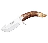 Cuchillo desollador joker 'jabato' ct28 tallado a mano, mango de asta
