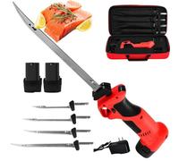 Cuchillo Eléctrico for Cortar Pescado Cuchillo De Tallar, Cuchillo for Filetear Pescado Con 4 Láminas Recíprocas Antiadherentes Revestidas De Acero Inoxidable Ti-Nitruro, Cuchillo Recargable