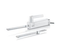 Cuchillo eléctrico Graef EK501EU, blanco, se puede guardar verticalmente, protector de dedos, hojas de acero inoxidable aptas para lavavajillas