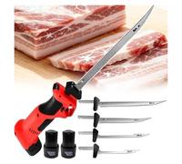 Cuchillo Eléctrico Inalámbrico para Filetear 2026 - Juego De Cuchillos Recargables De Vaivén para Filetear/Carne con 4 Hojas, 2 Baterías, Bloqueo De Seguridad Y Mango Antideslizante