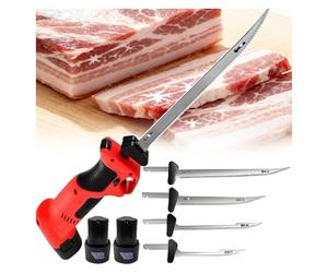 Cuchillo Eléctrico Inalámbrico para Filetear 2026 - Juego De Cuchillos Recargables De Vaivén para Filetear/Carne con 4 Hojas, 2 Baterías, Bloqueo De Seguridad Y Mango Antideslizante