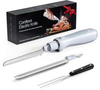 Cuchillo eléctrico Keenstone sin cable, cuchillo de sierra para tortugo, carne, filete de pescado y pan, diseño ergonómico con cómoda empuñadura - recargable USB-C, corte fácil