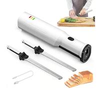 Cuchillo eléctrico para tallar carne, cortador de carne inalámbrico recargable con 2 cuchillas de acero inoxidable, sistemi de liberación rápida 2S, baja vibración y ruido, para pastelerías