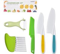 Cuchillo infantil de 5 piezas de seguridad para niños, juego de cuchillos de cocina para cortar frutas o verduras, regalos perfectos para Navidad, cumpleaños, cuchillos para niños a partir de 3 años