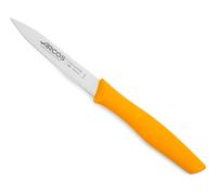 Arcos Serie Nova - Cuchillo Mondador - Hoja de Acero Inoxidable de 100 mm - Mango de Polipropileno Color Mostaza