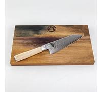 Cuchillo multiusos Kai Shun Premier Tim Mälzer TDM-1701, juego de regalo, ultra afilado, 16,5 cm + tabla de cortar maciza de duela de barrica - 25 x 15 cm
