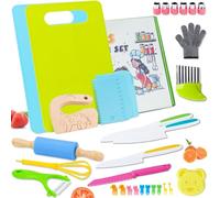 Cuchillo niños Aprendizaje, 32 Kit Cocina Montessori que no Cortadedos, Cuchillo para niños a Partir de los 2 años, Utensilios Cocina niños, Para Cortar Frutas Verduras o Masa (32 piezas)
