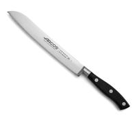Arcos Cuchillo para pan con Hoja Acero Inoxidable Nitrum 200 mm. Obtenga una gran variedad cortes parau comida. Cuchillo ideal para uso doméstico diario. Serie Riviera. Color negro.