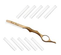 Cuchillo para Adelgazar el Cabello, Cuchilla de Afeitar de Peinado, Maquinillas de Afeitar Texturizadoras de Corte Manual de Cabello con 10 Navajas de Repuesto para Uso de Salón Casa (Oro)