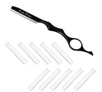 Cuchillo para Adelgazar el Cabello, Cuchilla de Afeitar de Peinado, Maquinillas de Afeitar Texturizadoras de Corte Manual de Cabello con 10 Navajas de Repuesto para Uso de Salón Casa (Negro)