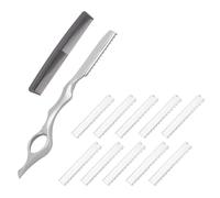 Cuchillo para Adelgazar el Cabello, Cuchilla de Afeitar de Peinado, Maquinillas de Afeitar Texturizadoras de Corte Manual de Cabello con 10 Navajas de Repuesto para Uso de Salón Casa (Plateado)