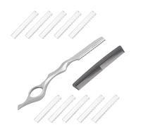 Cuchillo para Adelgazar el Cabello, Cuchilla de Afeitar Peinado, Maquinillas de Afeitar Texturizadoras de Corte Manual Cabello con 10 Navajas Repuesto, 1 Peine de Peluquería para Uso Salón Casa