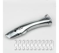 Cuchillo para alfombra con 10 hojas de gancho y 10 hojas trapezoidales: cuchillo universal de plástico para suelos de moqueta y PVC