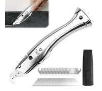 Cuchillo para alfombra con 10 hojas de gancho y 10 hojas trapezoidales, cuchillo universal de plástico, cuchillo de gancho para alfombras y suelos de PVC