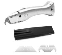 Cuchillo para alfombras con hoja trapezoidal y funda negra para cuchillos, hoja de gancho para alfombras, cuchillo de papel pintado, cúter profesional, adecuado para cortar tiras decorativas de PVC y