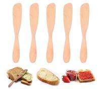 Cuchillo para Mantequilla, 5 Piezas Esparcidores de Mantequilla de Madera Esparcidores de Sándwiches Cuchillo para Condimentos Mini Espátulas de Madera Esparcidor de Gelatina(Color de registro)