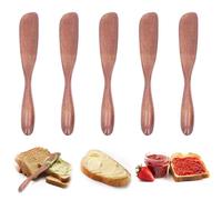 Cuchillo para Mantequilla, 5 Piezas Esparcidores de Mantequilla de Madera Hoja de Mantequilla de Madera Cuchillo para Queso, Mini Cuchara para Mermelada Cuchillo para Condimentos (color laca)
