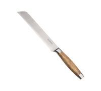 LE CREUSET Cuchillo para pan, 20 cm, Hoja de acero damasco 18 y 8 borde dentado, Mango de madera de olivo, Madera y Inox, 98000520000200