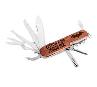 Cuchillo personalizado, Personalizable con texto/logotipo, Navaja Multiusos Plegable, Mango en Color Marrón, Hoja de acero inoxidable, Ideal para acampar, recoger setas, hacer senderismo y pescar