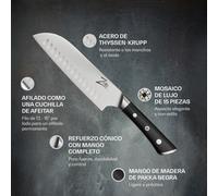 Cuchillo Santoku de 7" de la serie Razor-Edge de acero inoxidable de 59 HRC