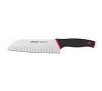 Arcos Cuchillo Santoku Alveolos - Acero Inoxidable Nitrum - 18 cm Hoja - Mango Ergonómico Negro Rojo - Ideal Carne, Pescado, Verdura - Serie Duo