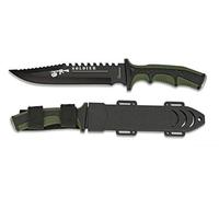 Cuchillo Soldier Verde Hoja 19 cm para Caza, Pesca, Camping, Outdoor, Supervivencia y Bushcraft Albainox 32405 + Portabotellas de regalo