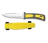 Cuchillo Submarinismo y Actividades acuaticas Amarillo 11,5 cm Buceo,Caza, Pesca, Camping, Outdoor, Supervivencia y Bushcraft Albainox 31333-AM + Portabotellas de regalo