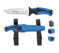 Cuchillo Submarinismo y Actividades acuaticas NAUTILUS azul 11,5 cm Buceo,Caza, Pesca, Camping, Outdoor, Supervivencia y Bushcraft Albainox 32352 + Portabotellas de regalo