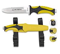 Cuchillo Submarinismo y Actividades acuaticas OCTOPUS Amarillo 11,5 cm Buceo,Caza, Pesca, Camping, Outdoor, Supervivencia y Bushcraft Albainox 32333 + Portabotellas de regalo