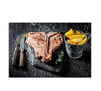 Cuchillo y tenedor Carne Vegetal Cocina Lienzo Pintura Escandinava Pósters e impresiones de la pared Arte de la pared Alimentación Imagen Comedor(60x90CM no frame)