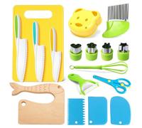 Cuchillos para Niños, 17 Piezas Cuchillo Niños Montessori, Facas para Crianças, Cuchillos Aprendizaje 2 Años, 3 Años, Utensilios Cocina Montessori, Kiddikutter para Cortar y Cocinar Verduras Frutas