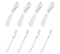 Cuchillos Para Queso De 4 Piezas Y Tenedores De Dos Puntas De 4 Piezas, Cubiertos De Acero Inoxidable, Tenedores Duraderos, Esparcidores De Alimentos, Herramientas Para Hornear
