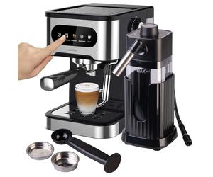Cucina di Modena Máquina de espresso con espumador de leche y depósito de leche, 1350 W, 20 bar, táctil