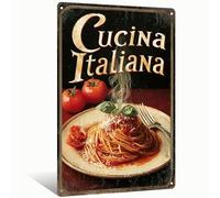 Cucina Italiana - Letrero de metal vintage para decoración de cocina, comida italiana, arte de pared, decoración divertida para bar, cafetería, restaurante, decoración del hogar, 8 x 12 pulgadas