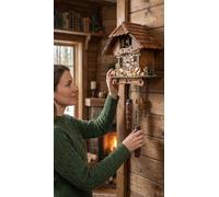 Cuckoo-Palace Reloj de Cuco alemán - Chalet romántico Valle De Los Molinos de la Selva Negra - con Animales Maravillosos con Movimiento de Cuarzo 26cm de Altura